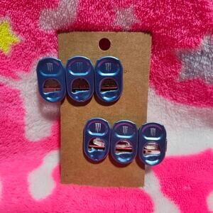 Blue Monster Tab Hair Clip Set